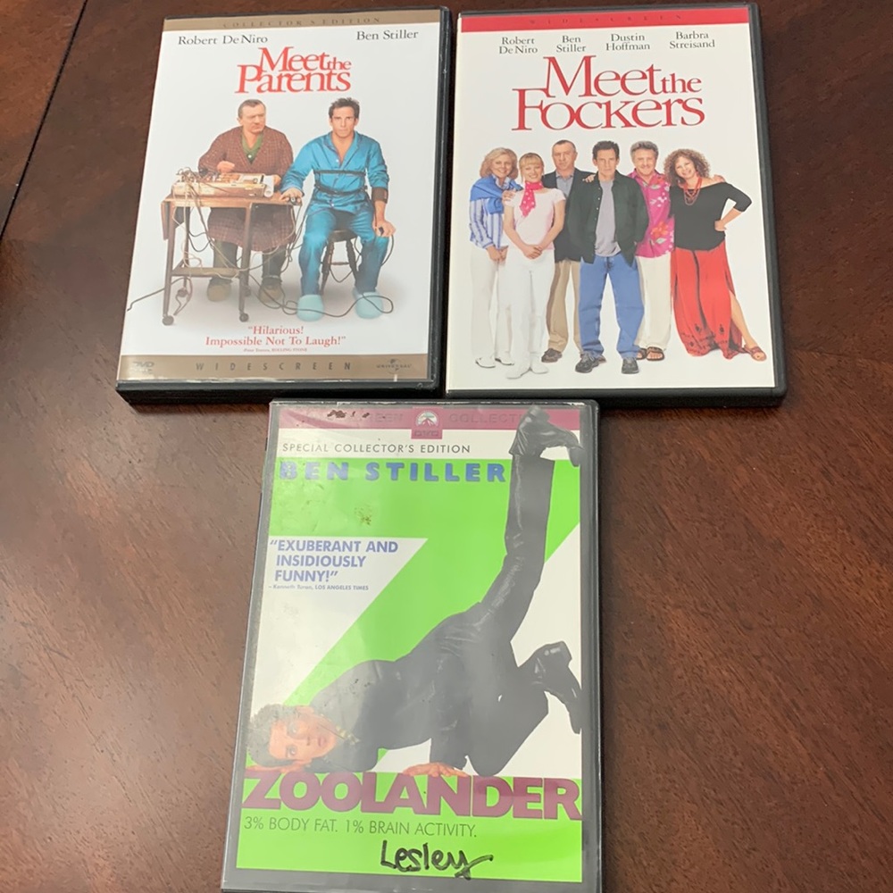 3 DVD Ben Stiller DeNiro Comedy Movies Meet Parents Meet Fockers Zoolander
